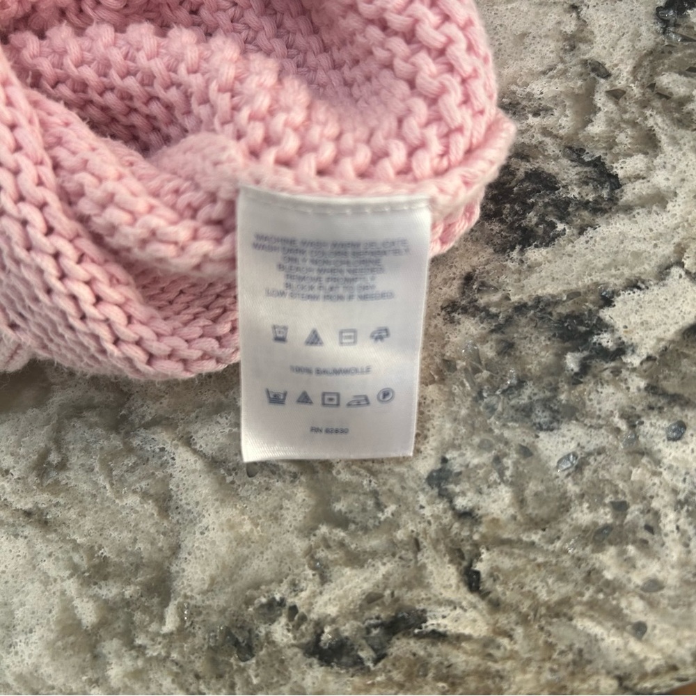 Lands' End Drifter Cable Knit Sweater Pink 100% Baumwolle Cotton Warm Large - Picture 7 of 7